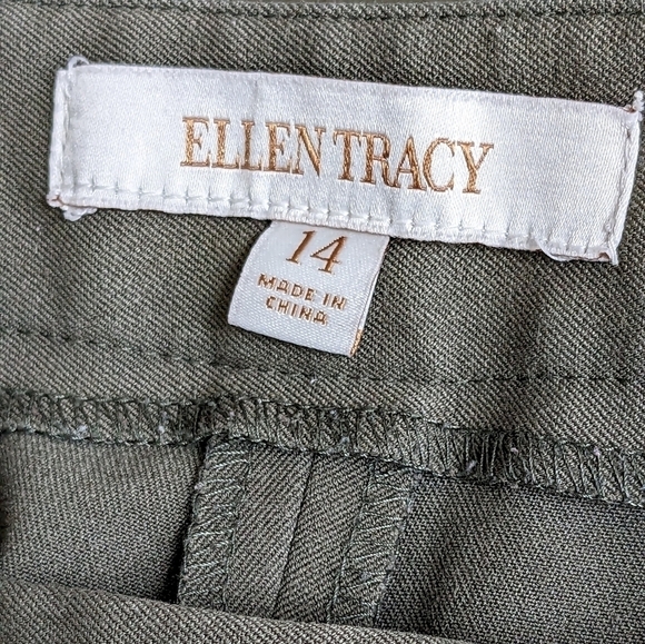 Ellen Tracy Olive Trouser Pants,size 14 - Picture 3 of 5
